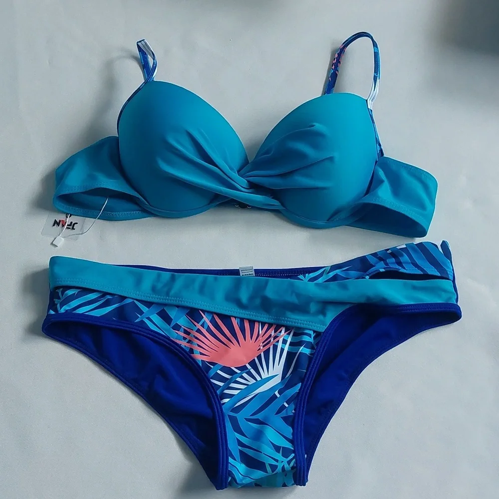 JFAN Women's Plus bikini set two piece  blue size‎ XXL